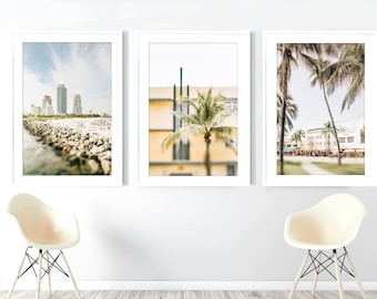 Miami Art - Set of 3, South Beach Prints, Unframed Photography, Ocean Drive, Architectural Prints, Miami Hotels, Art Deco | Many Sizes