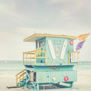 Miami Photography, Beach Art, Surf Decor, Lifeguard Stand, South Beach Print, Miami Beach Art,Pastel Print,Blue Wall Decor, Life's a Beach Color Print