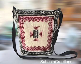 Embroidered Cotton Crossbody Bag: Ladies Sling Shoulder Bag