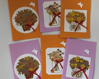 Handmade cards, blank inside,For all occasions,Thank you cards,Can be Given with Gifts or Bouquet,Embossed cards, Diecut cards