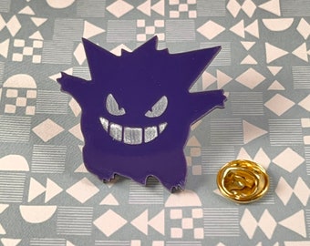 Gengar Acrylic Pin - Purple Pokémon inspired pin or brooch