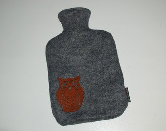 Hot water bottle with beautiful felt cover owl