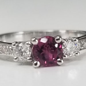 14 Karat White Gold Pink Tourmaline Diamond Ring
