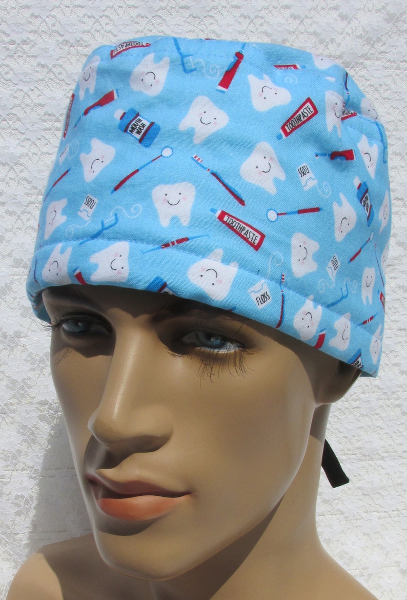 Dentist Scrub Hat With a Cotton Terry Cloth Sweat Band. Hand Etsy