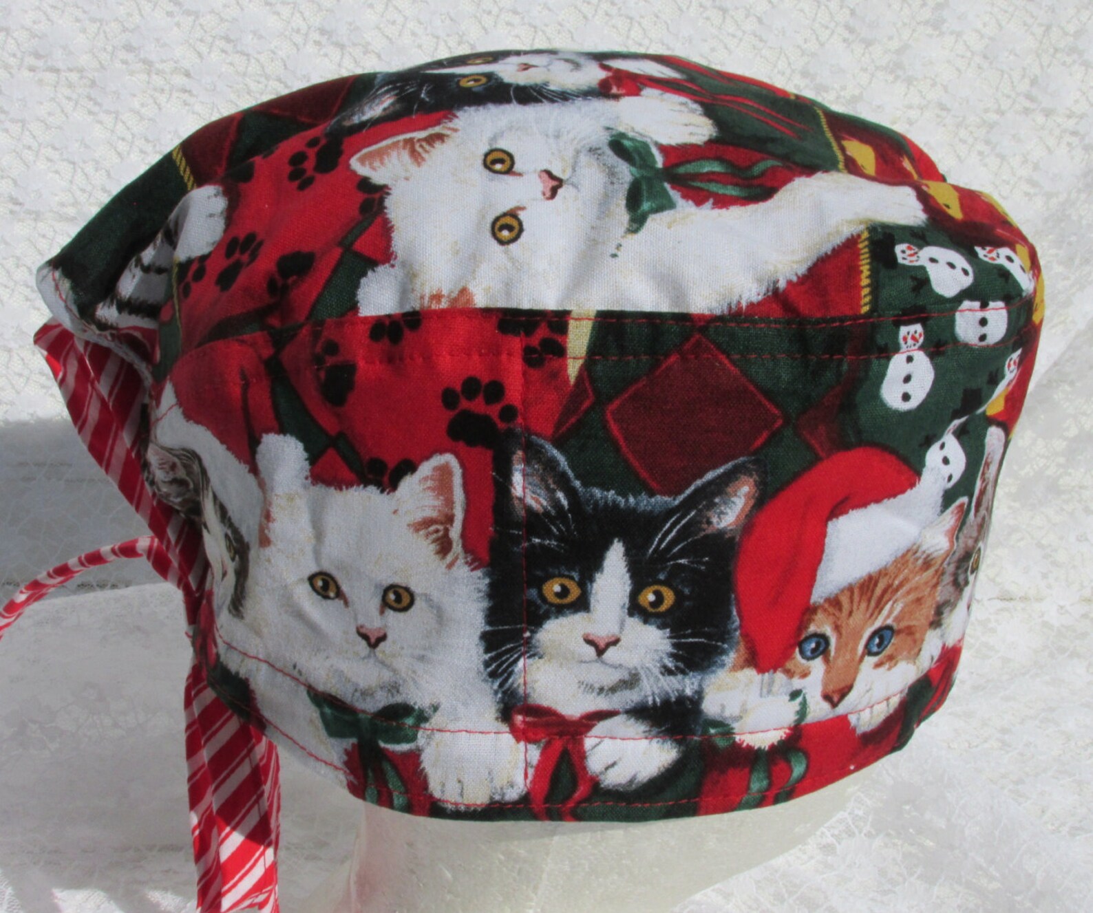 Christmas Cat Scrub Hat Cat Scrub Hat Chemo Hat Cancer Hat Etsy