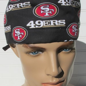 Football scrub cap, chemo hair loss hat, chef hat.  Handmade in America.