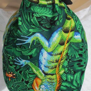 Handmade Iguana lizard scrub cap chemo hair loss hat chef hat with sweatband.
