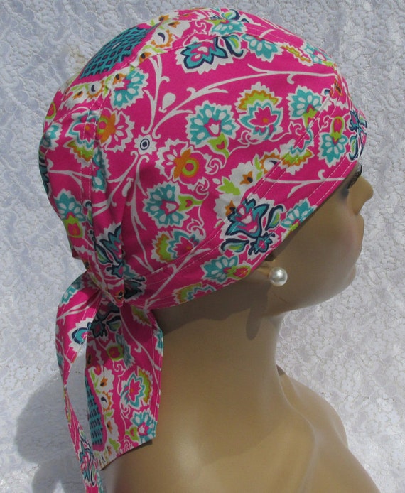 Hot pink womens skull cap doo rag chemo cap scrub hat bike Etsy