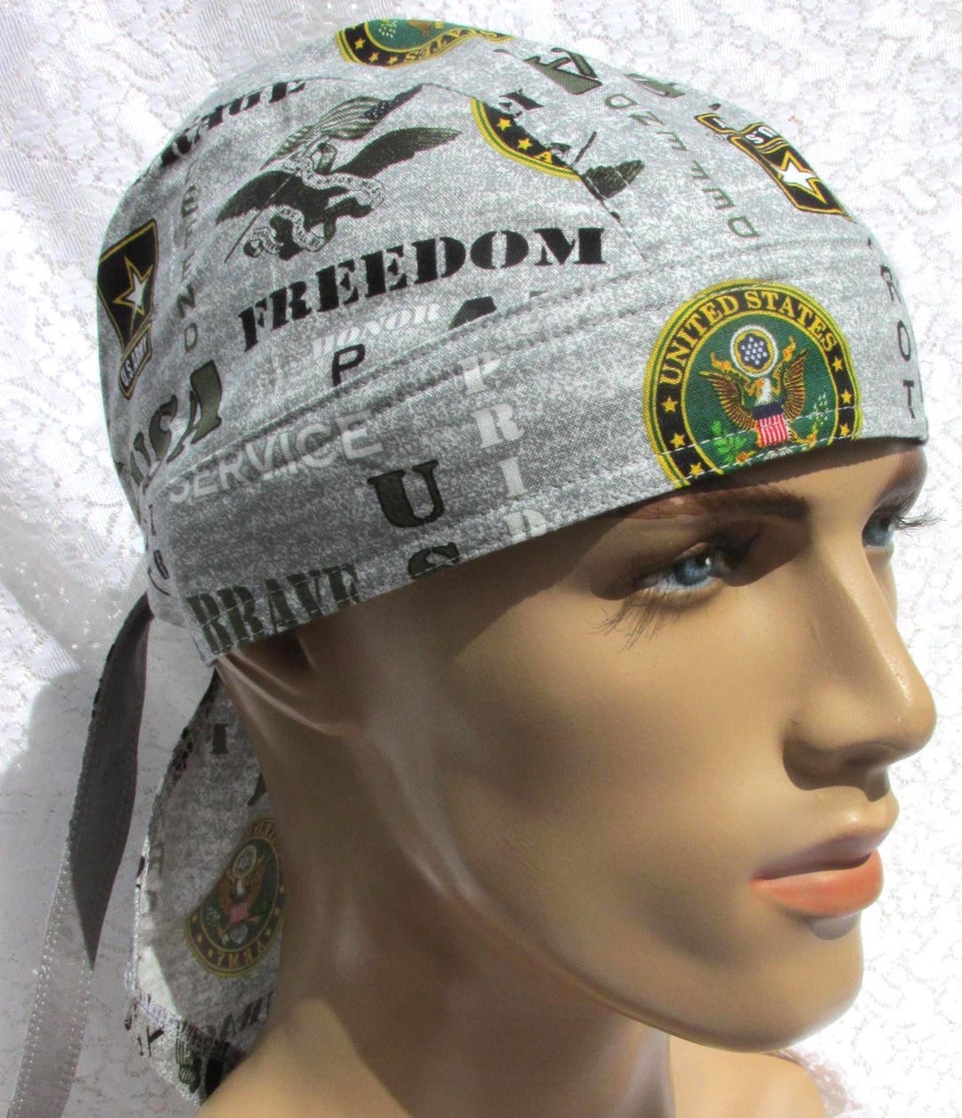United States Army Skull Cap, Du Rag, Chemo Hat With a Cotton Terry ...