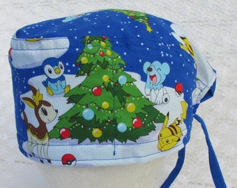 Handmade Christmas scrub cap chemo hair loss hat with sweatband.