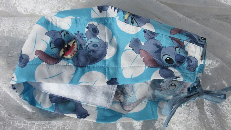 cancer hat Handmade in the USA. Disney Stitch scrub hat chemo hat chef/'s hat with a cotton terry cloth sweat band