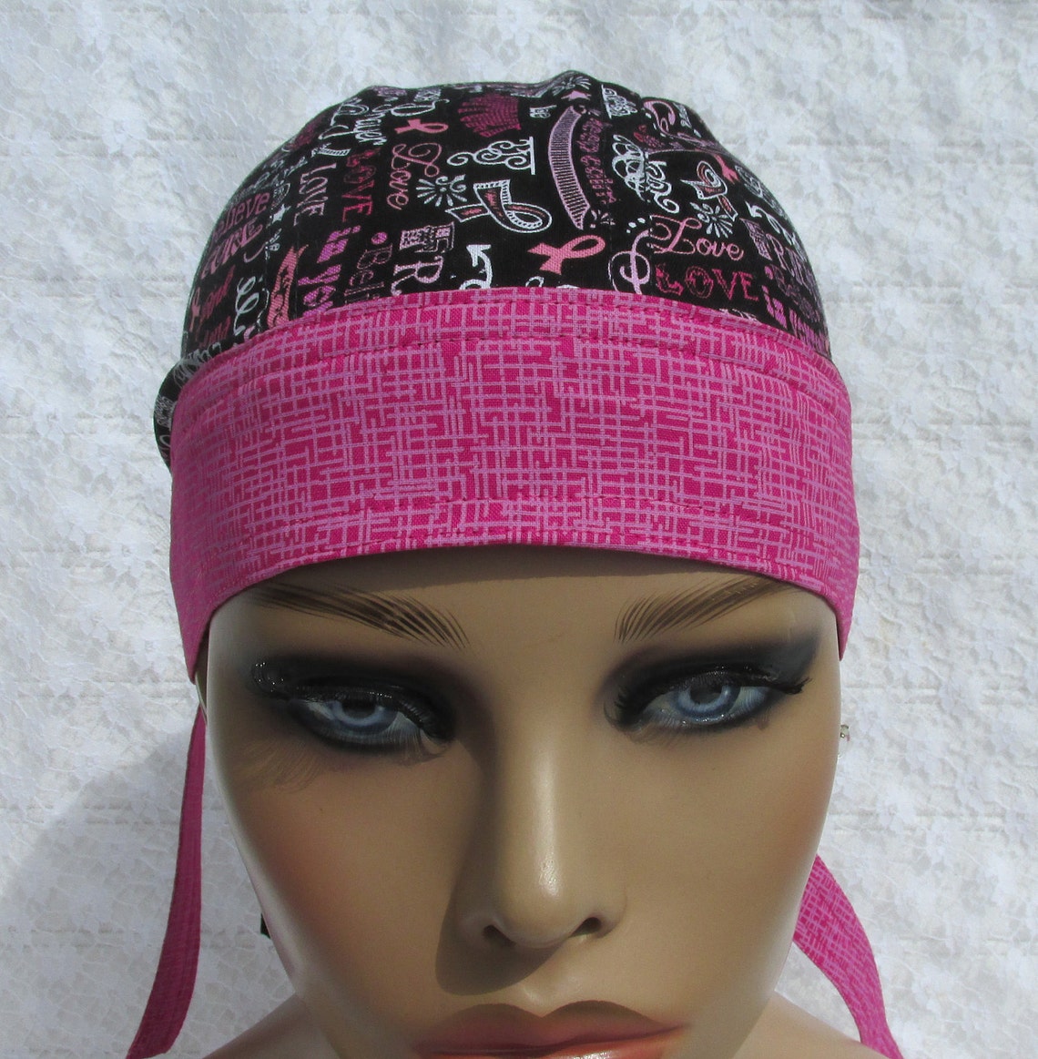Breast cancer awareness skull cap chemo headwear biker wear | Etsy
