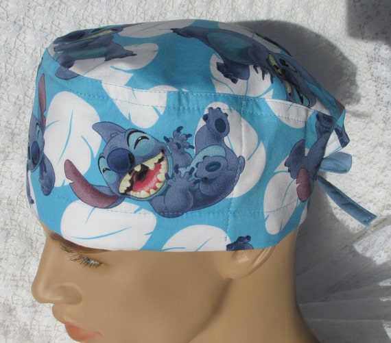 cancer hat Handmade in the USA. Disney Stitch scrub hat chemo hat chef/'s hat with a cotton terry cloth sweat band