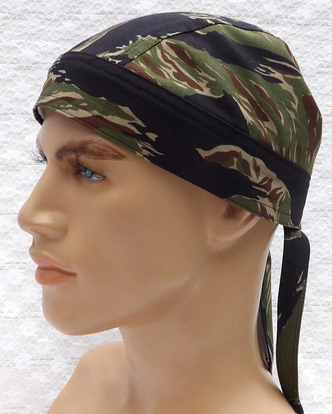 Handmade Vietnam War Tiger Stripe Camouflage Skull Cap Bandana Hat