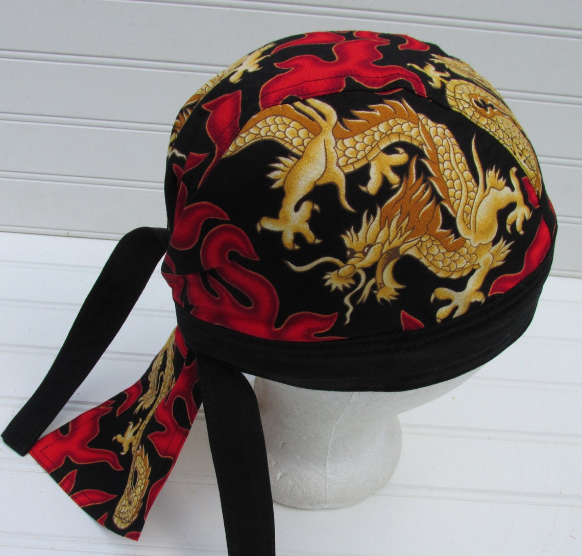 Dragon Skull Cap Doo Rag Chemo Hat Cancer Hat Chef Hat - Etsy