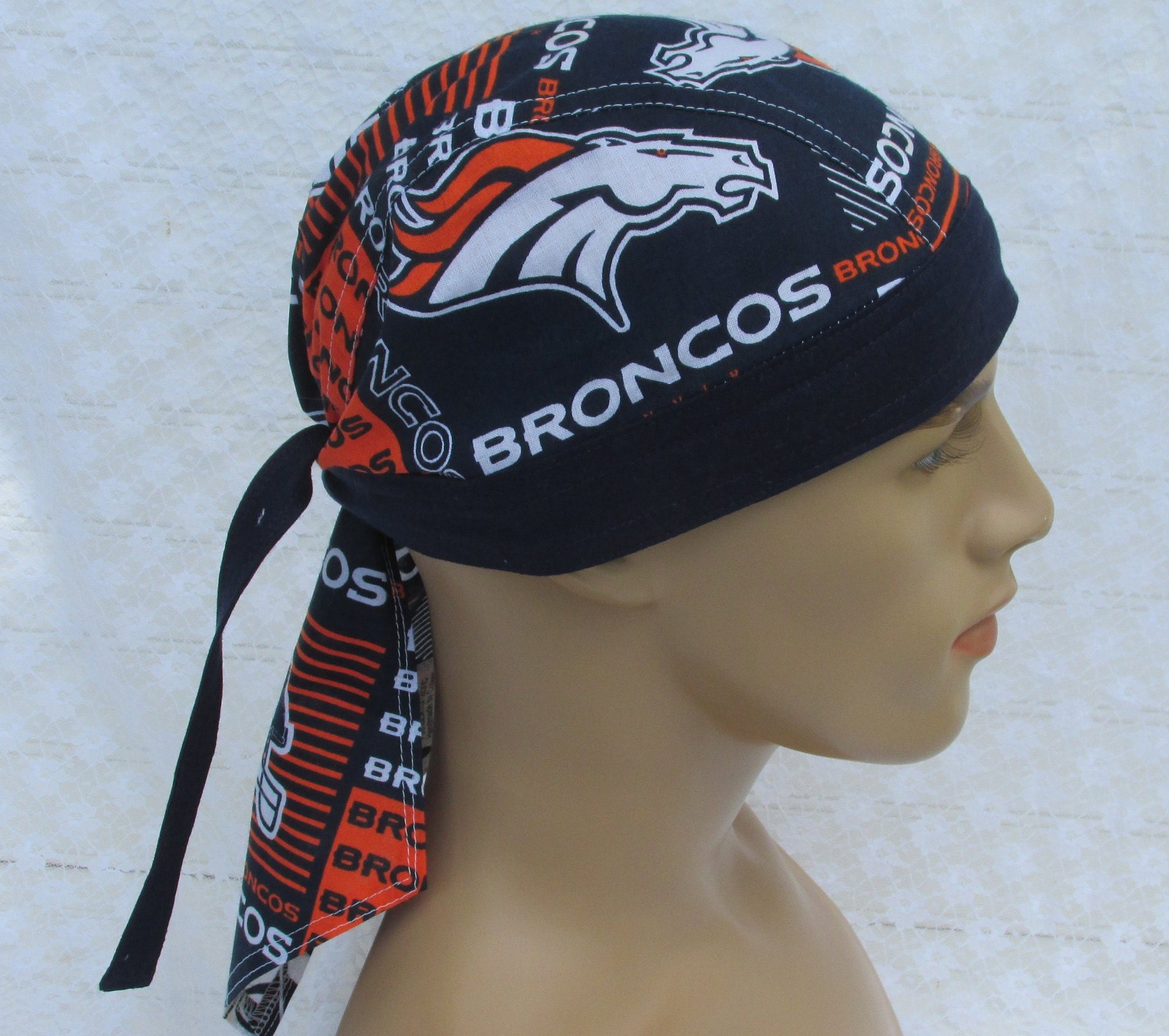 Denver Broncos Skull Cap Doo Rag Chemo 