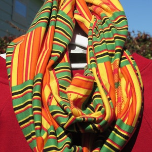 African print Kente infinity scarf.  Handmade in the United States of America.