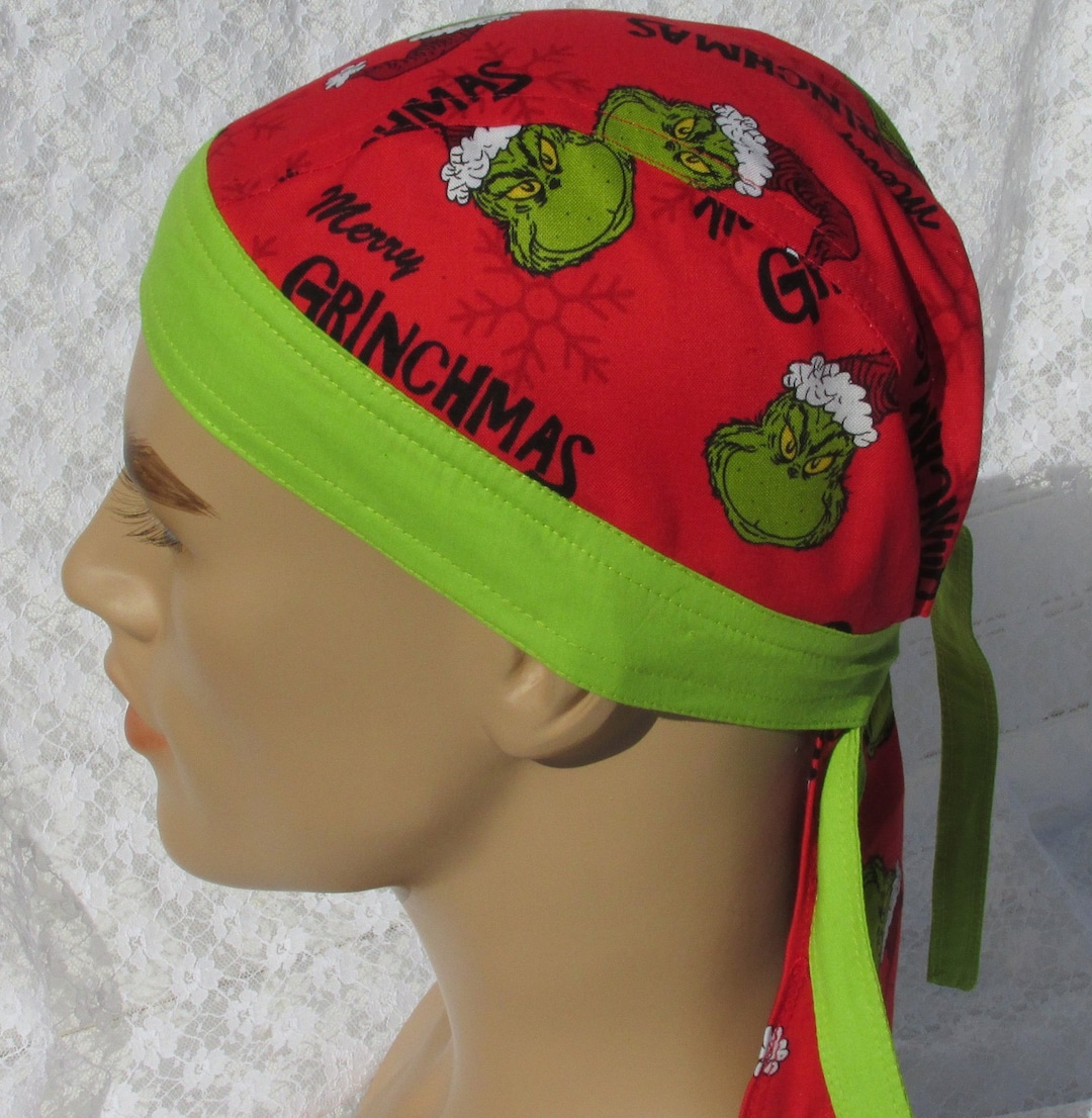 Christmas Skull Cap, Doo Rag, Chemo Headwear, Cancer Hat, Chef's Hat