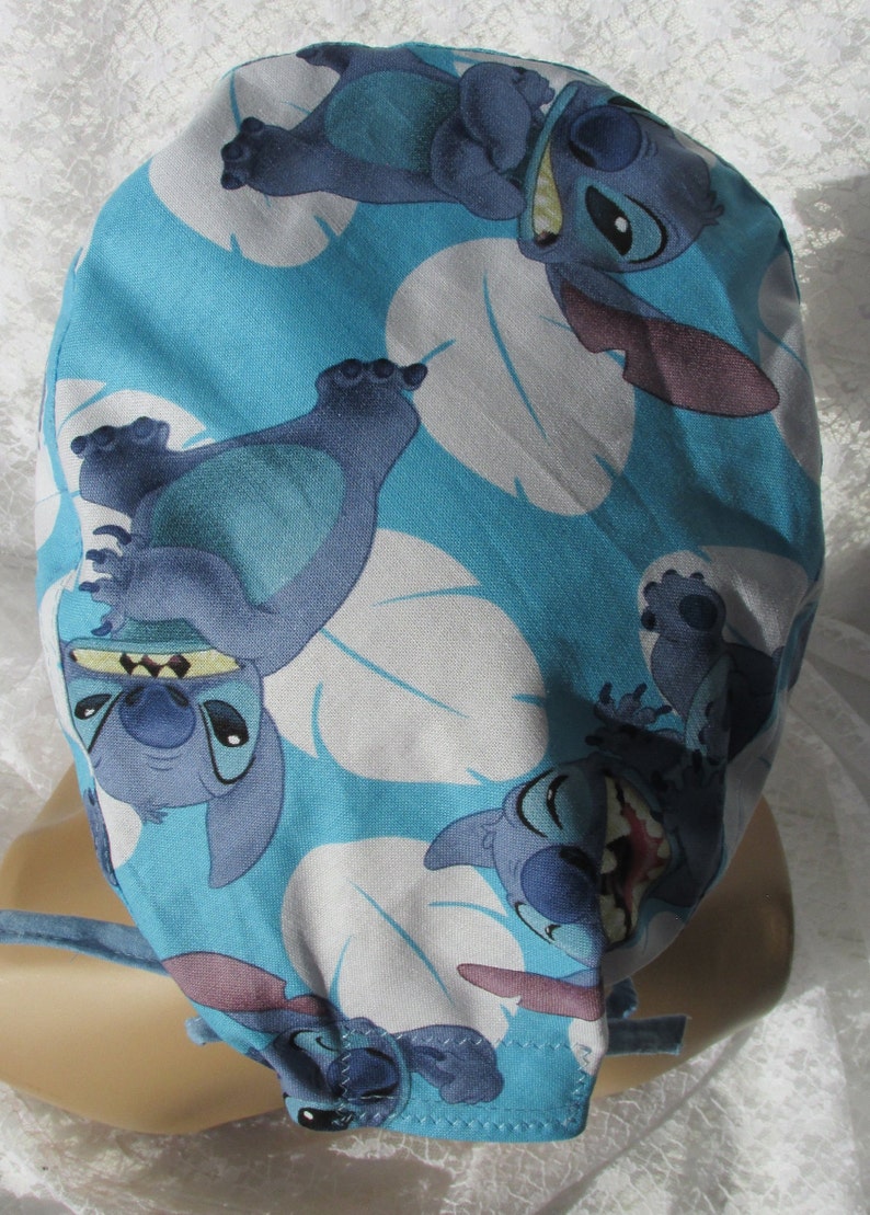 cancer hat Handmade in the USA. Disney Stitch scrub hat chemo hat chef/'s hat with a cotton terry cloth sweat band