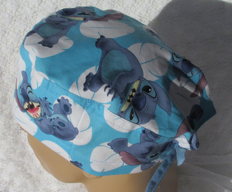 cancer hat Handmade in the USA. Disney Stitch scrub hat chemo hat chef/'s hat with a cotton terry cloth sweat band