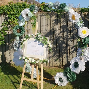 Paper flowers wedding party, birthday backdrop, window decor, wedding venue wall decorations