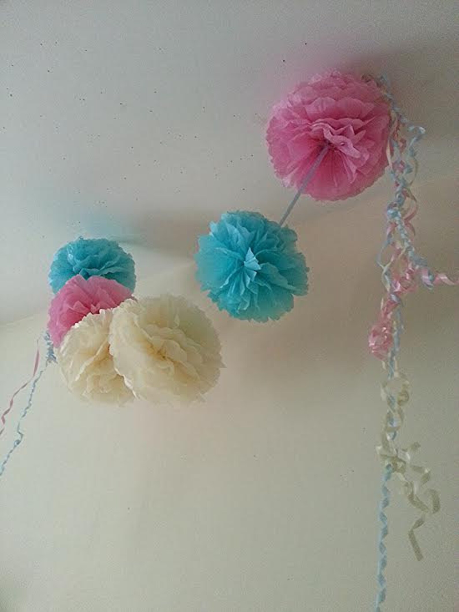 Party Hanging Ceiling Decorations Tissue Paper Pom Poms Etsy