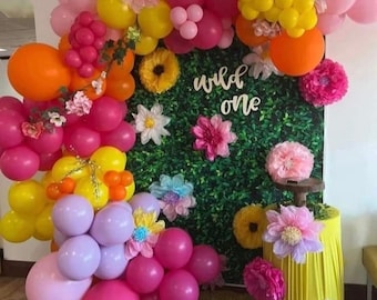 Flores de papel, cumpleaños, telón de fondo, fiesta de cumpleaños, baby shower, decoración de fiesta en el jardín, decoraciones de flores de pared grandes