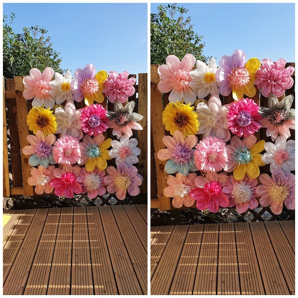 Papieren bloemen papieren zakdoekje decoraties, narcis, bloem muur achtergrond, meisjes slaapkamer decor verjaardagsfeestje, bruiloft, babyshower, tuinfeest,