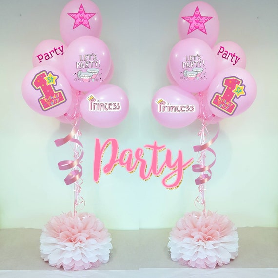 Pink White Balloon Weights Girls Birthday Party Decorations Etsy