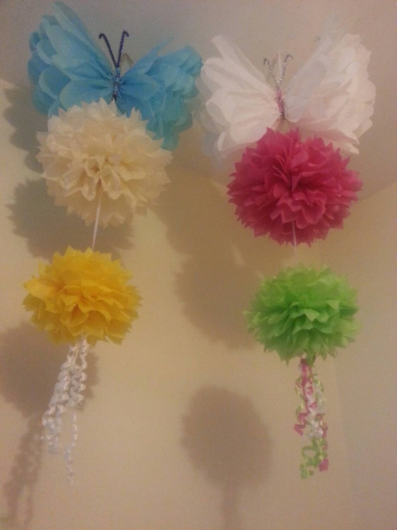 Party Wedding Hanging Ceiling Decorations Tissue Paper Pom Etsy