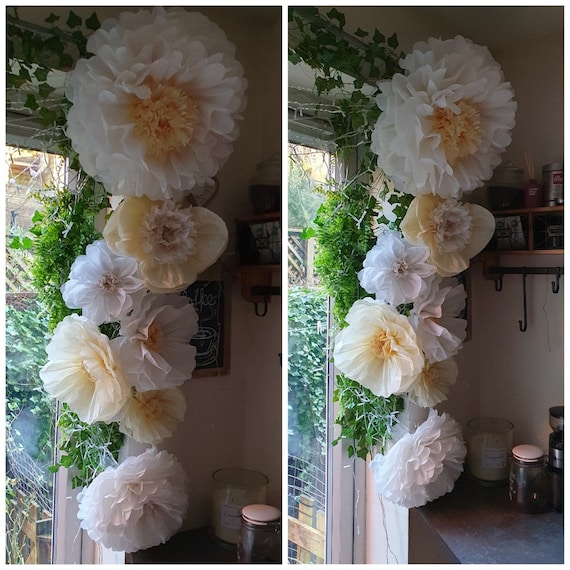 ANSOMO 12 Pompon In Carta Velina Rosa E Nero – Decorazioni Floreali Da Appendere Per Feste, Compleanni E Matrimoni