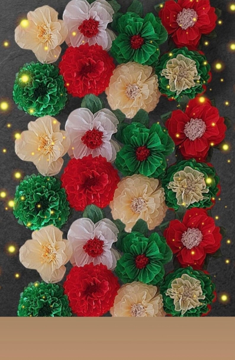 8 X Christmas Paper Flowers Wall Backdrop Party Decorations, Shop Front