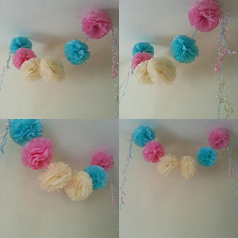 Party Hanging Ceiling Decorations Tissue Paper Pom Poms Etsy