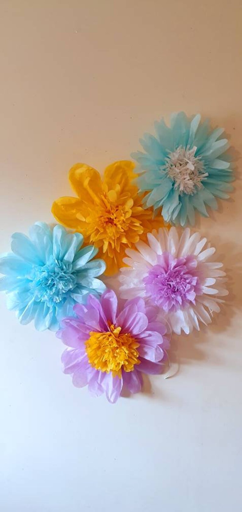 5 Tissue Paper Pompoms Flowers Baby Shower Wedding Birthday Etsy UK