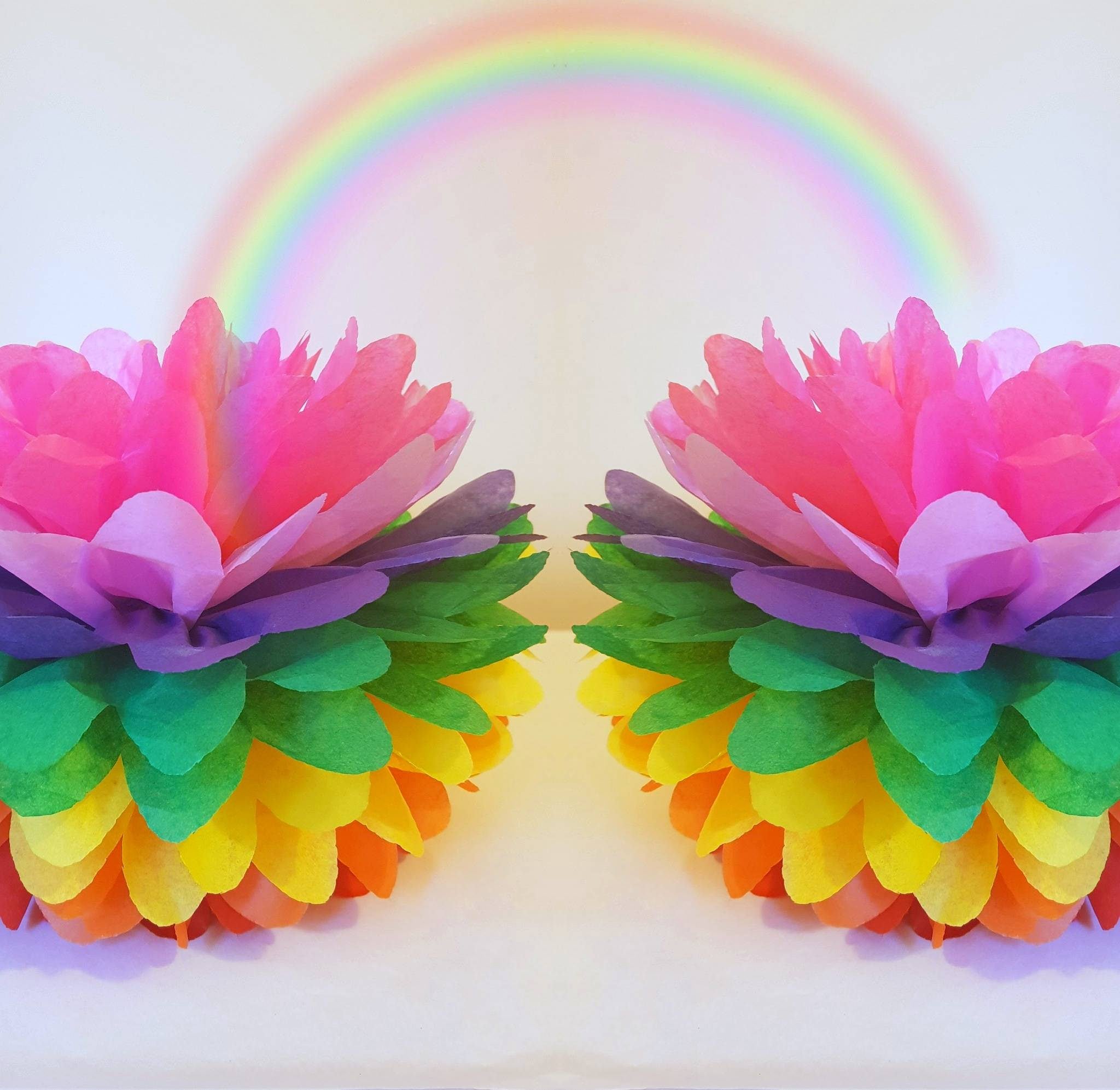 4 X 14inch Rainbow LGBT Pride Decorations Tissue Paper Pompoms