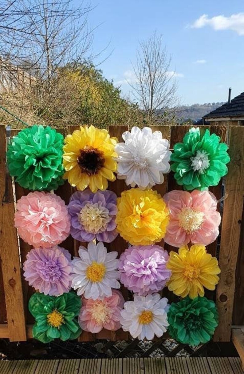 16 Tissue Paper Flower Wall Backdrop Decor Photo Backdrop Wall Etsy UK