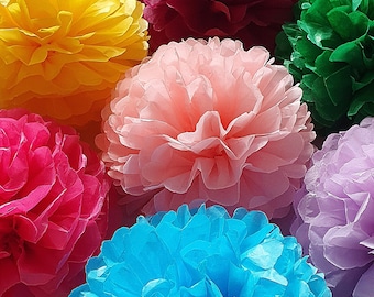 tissue paper pompom decorations for baby showers, birthdays parties, weddings and events