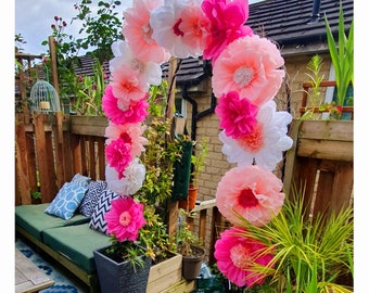 Decoraciones para fiesta de cumpleaños rosa, niñas, bodas, guardería, decoraciones de pared para baby shower, telón de fondo, flores de papel de seda para pared de flores