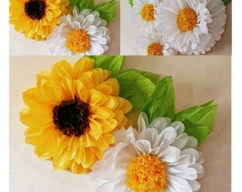 paper flowers Daisies and sunflowers, birthday, wedding,baby shower party , backdrop, shop window tissue paper flower decorations