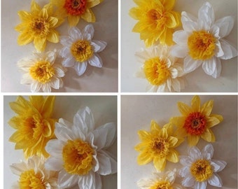 paper flower daffodils wall backdrop Easter party wedding birthday baby shower spring shop window decorations