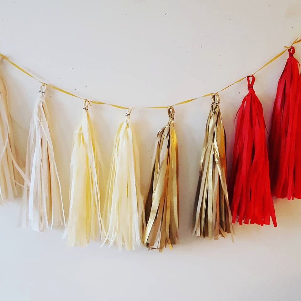 Christmas tassel garland on ribbon birthday wedding party Etsy