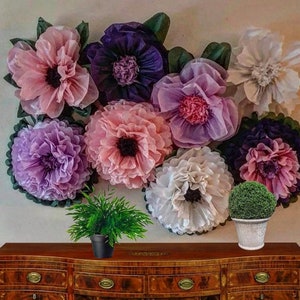 Decorazioni con fiori di carta velina, narcisi, girasoli, fondali da parete con fiori, feste di compleanno per bambine, matrimoni, baby shower, feste in giardino,