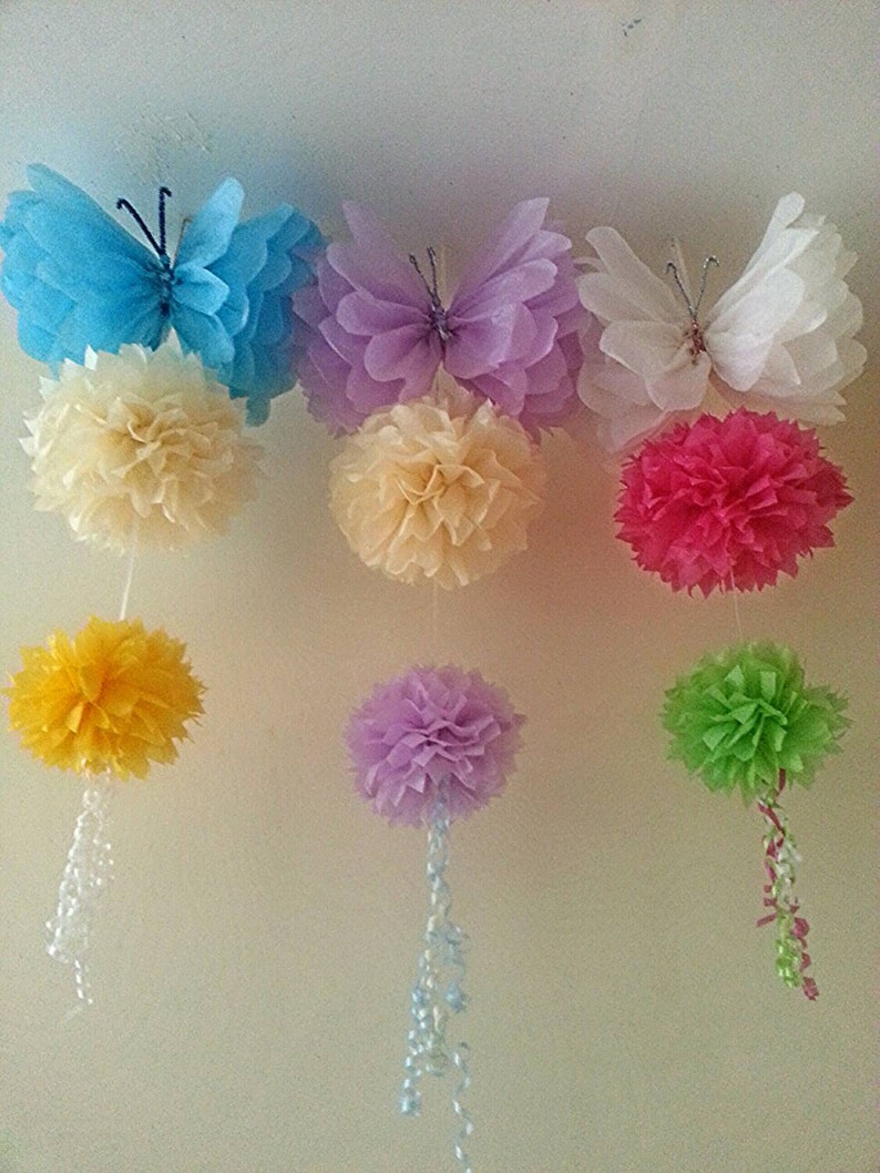 Party Wedding Hanging Ceiling Decorations Tissue Paper Pom Etsy
