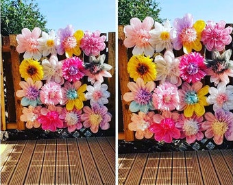 Paper flowers tissue paper decorations,daffodi, sunflowers flower wall backdrop, girls birthday party,wedding, babyshower, garden party,