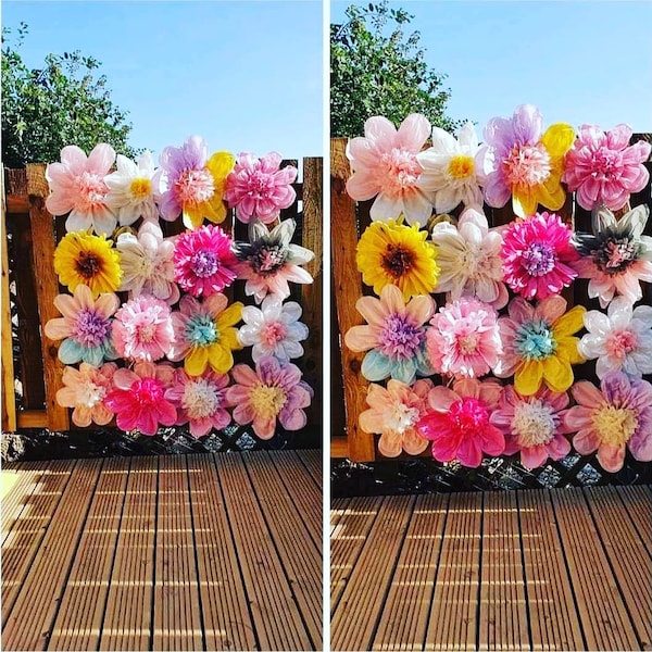 Paper flowers tissue paper decorations,daffodi, sunflowers flower wall backdrop, girls birthday party,wedding, babyshower, garden party,