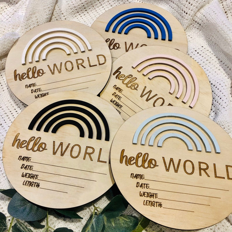 Download Baby Birth Announcement Sign SVG Wooden Sign Hello World ...