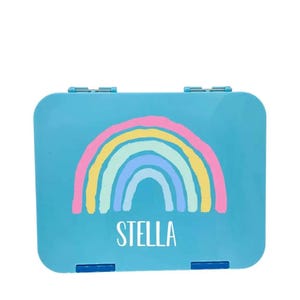 Personalised Lunch Boxes - Blue Bento Box - Rainbow