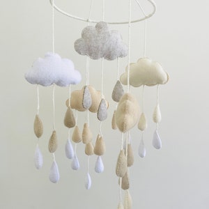 Cloud Nursery Mobile – Soft Baby Crib Mobile | Neutral Sky-Themed Nursery Decor | Handmade Cloud & Star Hanging | Baby Shower Gift