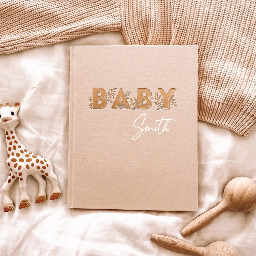 Personalised Baby Memory Book – Biscuit Brown Baby Keepsake | Custom ...