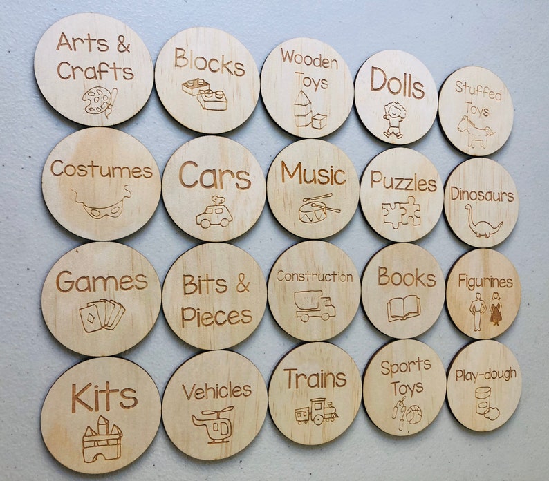 Wooden Toy Storage Labels Children's room Playroom Storage Etsy